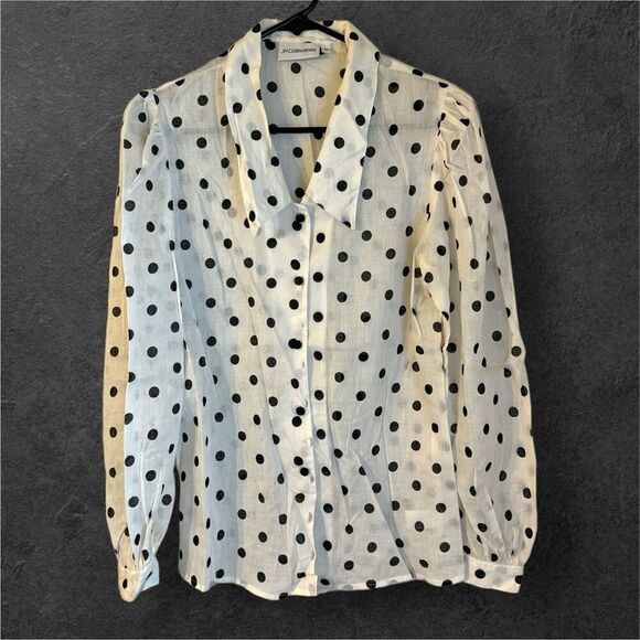 2 Vintage blouses JH collections & Koret sheer polkadot and silky floral sz 8 - Picture 4 of 5